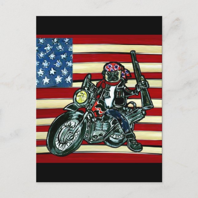Mops på motorcykel vykort (Framsida)