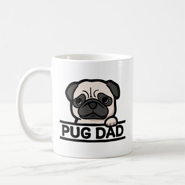 MOPS PAPPÅ – Roligt & Sött Mops Älskar Present Kaffemugg (Vänster)