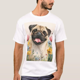 Mops Pappa T-Shirt – Akvarell