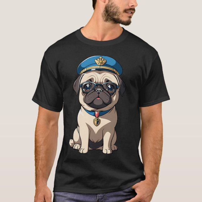 Mops Pilot T Shirt (Framsida)