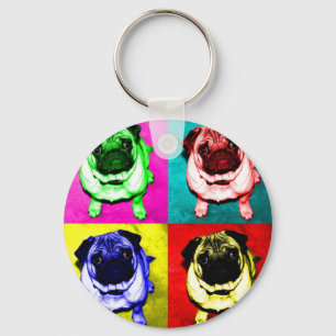 Mops Richi 4 Farben Nyckelring