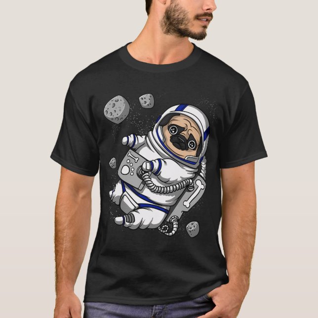 Mops Rymdastronaut T Shirt (Framsida)