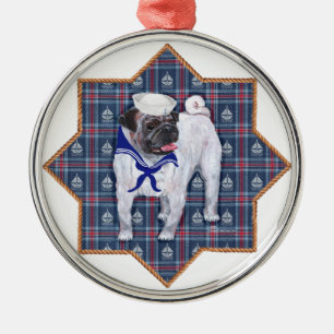 Mops Seglare Julgransprydnad Metall