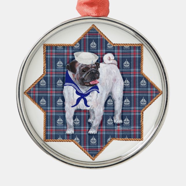 Mops Seglare Julgransprydnad Metall (Framsidan)