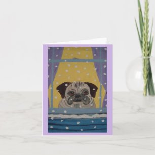 Mops ser det snöa inbjudan