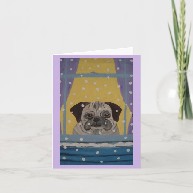 Mops ser det snöa inbjudan (Framsida)