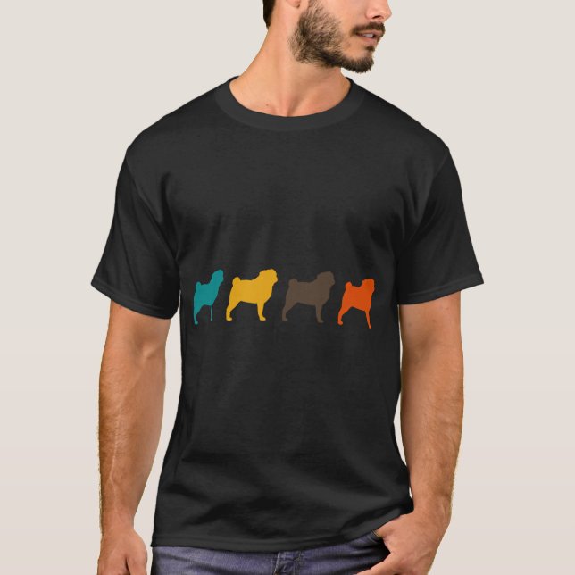 Mops Siluetter T Shirt (Framsida)