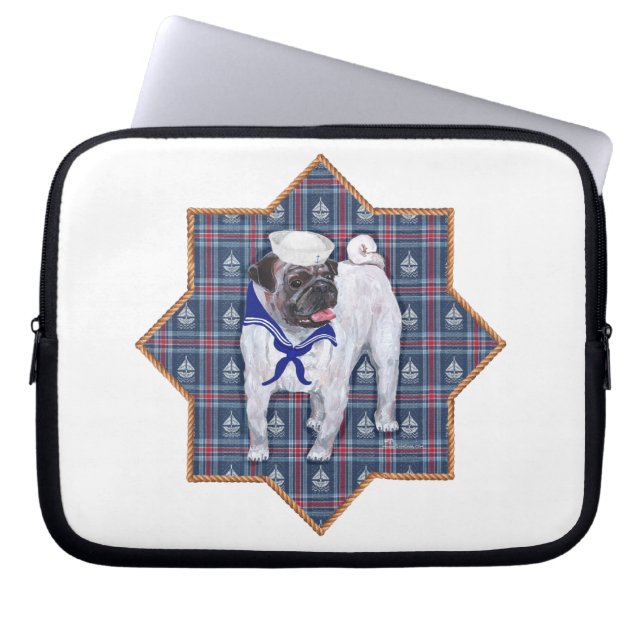 Mops Sjöman Laptop Sleeve (Framsidan)