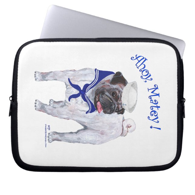 Mops Sjöman Laptop Sleeve (Framsidan)