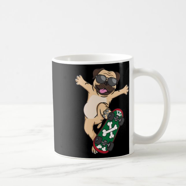 Mops Skateboard Hund Älskare Valp Rolig Skridsko S Kaffemugg (Höger)