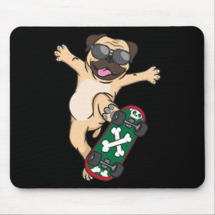 Mops Skateboard Hund Älskare Valp Rolig Skridskoåk Musmatta