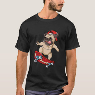 Mops Skateboard T Tröja Hund Valp Rolig Skater Ska
