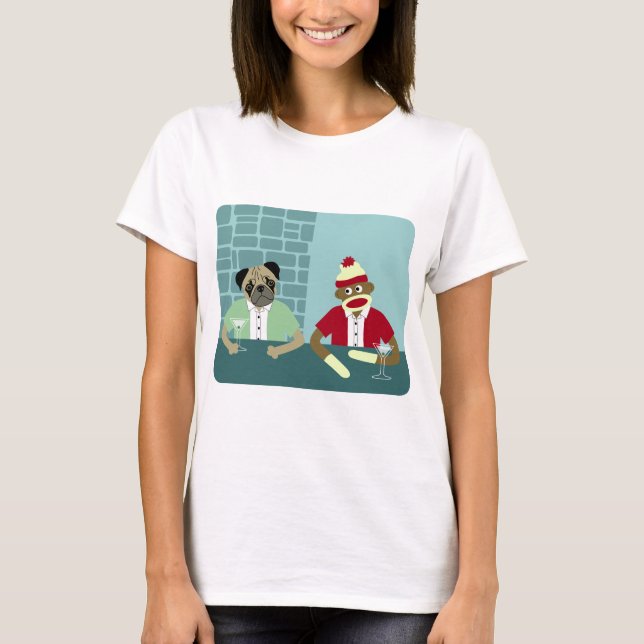 Mops & sock monkey t shirt (Framsida)