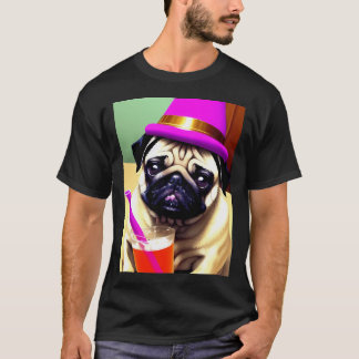 Mops som festar Tom kort för alla tillfällen T Shirt