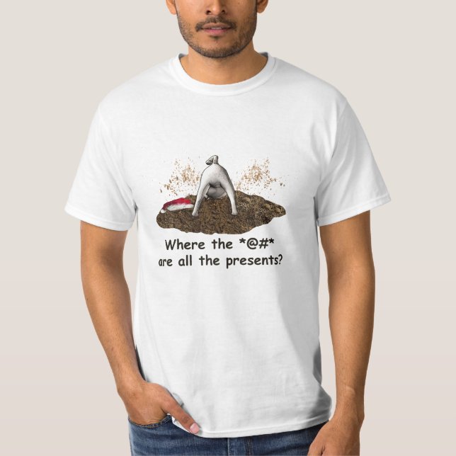 Mops som gräver för jul tee shirt (Framsida)