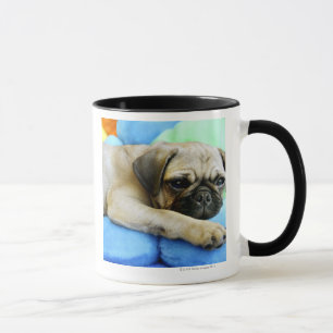 Mops som lägger på, kudder mugg