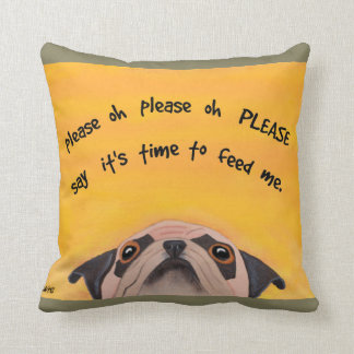 Mops som matar roliga Time - kudde för hund