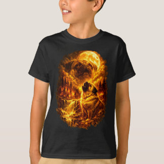 Mops som ylar mot månen dramatisk fullmåne  t shirt