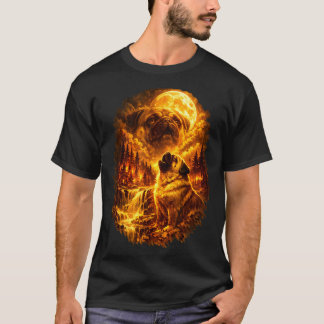 Mops som ylar mot månen dramatisk fullmåne  t shirt