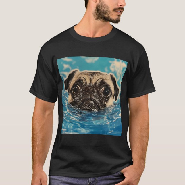 Mops teacup och teblad t shirt (Framsida)