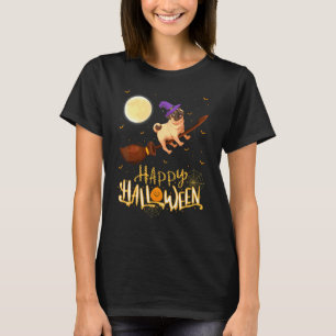 Mops Turen Häxa Hagelgevär Mops Hund Halloween T Shirt
