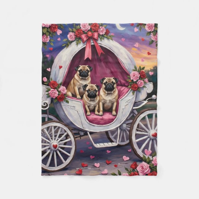 Mops Valentinsdag Fleecefilt (Framsidan)