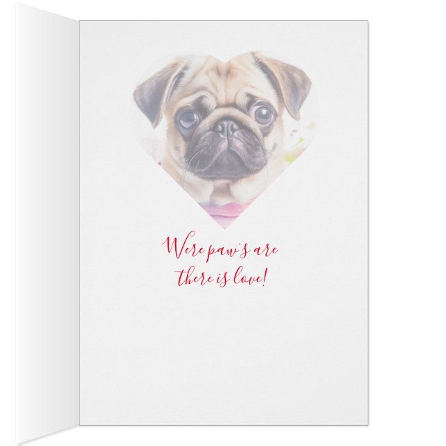 Mops Valentinstagkarte  Hälsningskort (Insidan (Höger))