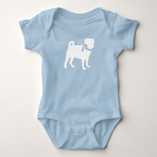 Mops Valp Baby Shower Pojke Blå med rosett T Shirt