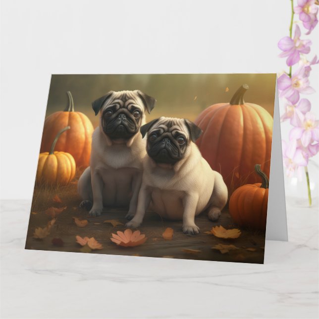 Mops Valp Höstglädje Pumpa Kort (Orkide)