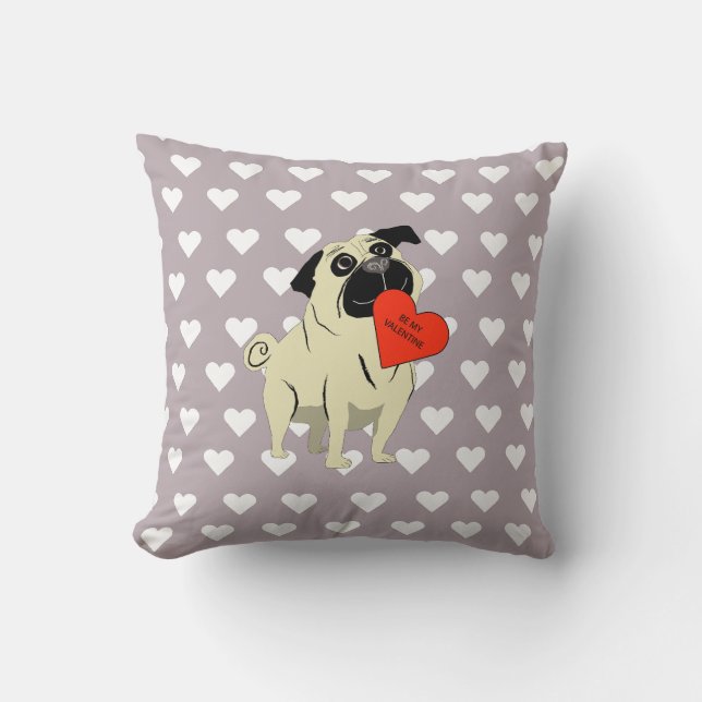 Mops vara min Alla hjärtans dag Kudde (Framsida)