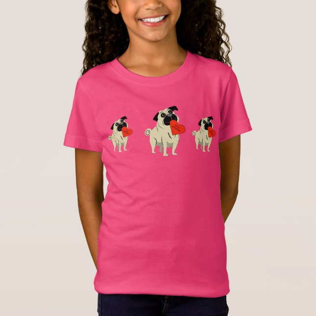 Mops vara min Alla hjärtans dag T Shirt (Framsida)