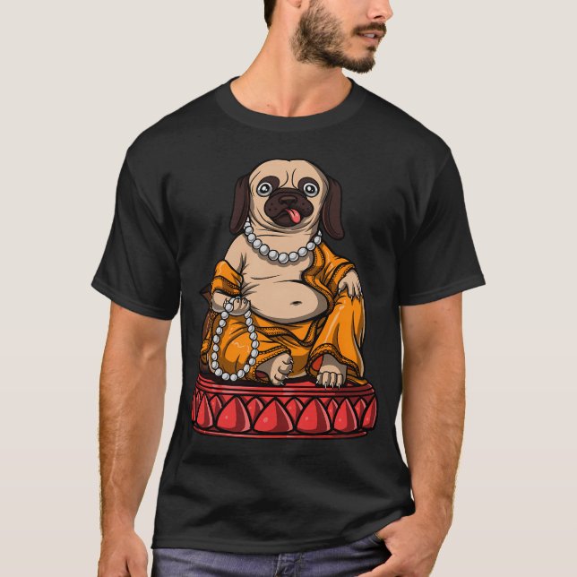 Mops Zen-meditation T Shirt (Framsida)
