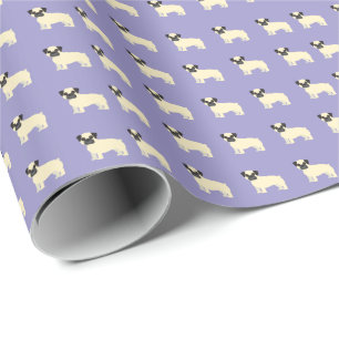 Mopsar, blekt lila presentpapper