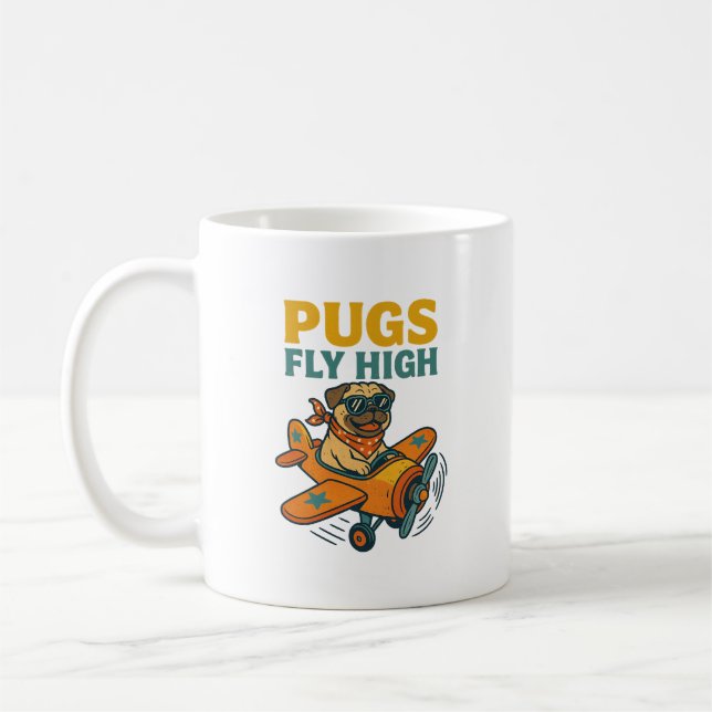 Mopsar Flyger Högt Kaffemugg (Vänster)