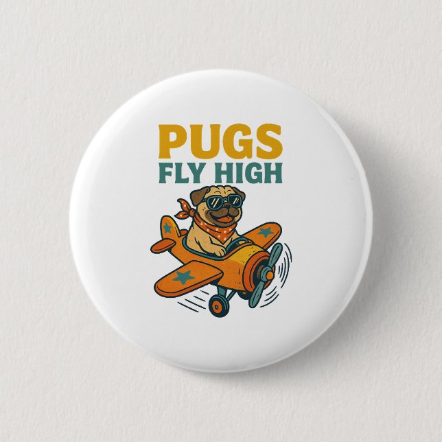 Mopsar Flyger Högt Knapp (Framsida)