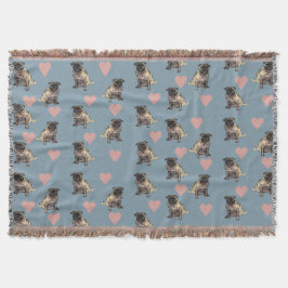 Mopsar & hjärtan filt