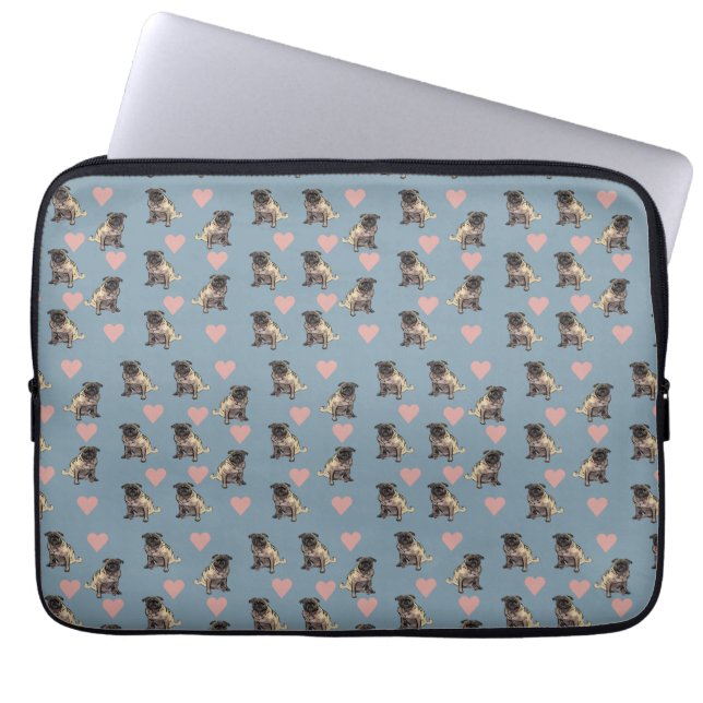 Mopsar & hjärtan laptop fodral (Framsidan)