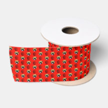 Mopsar Och Rosor Rött Band