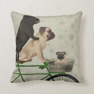 Mopsar på cykel kudde