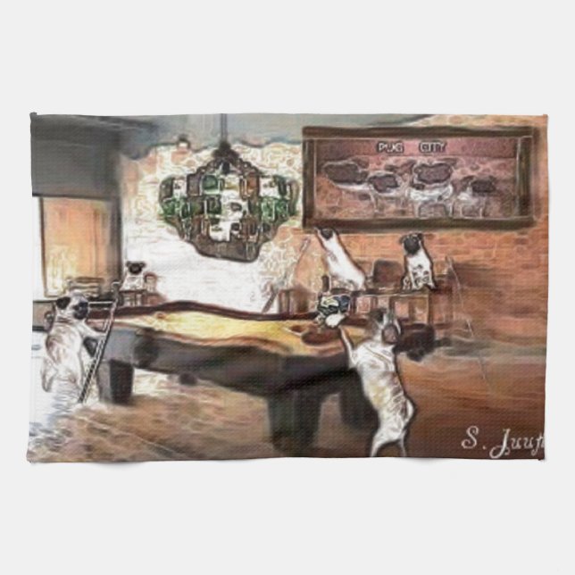 Mopsbiljardhall Kökshandduk (Horisontell)