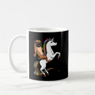 Mopshund som rider Magical Unicorn Kaffemugg