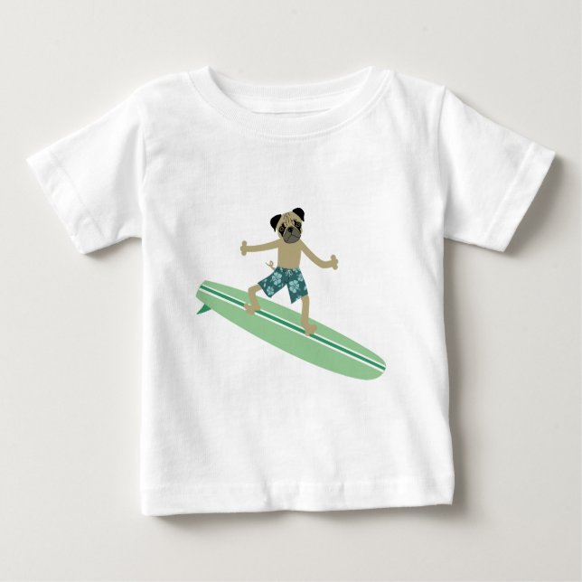 MopshundLongboard surfare T-shirt (Framsida)