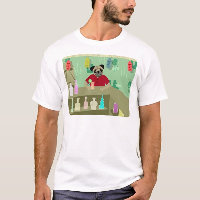 MopshundTiki pub T-shirt (Framsida)