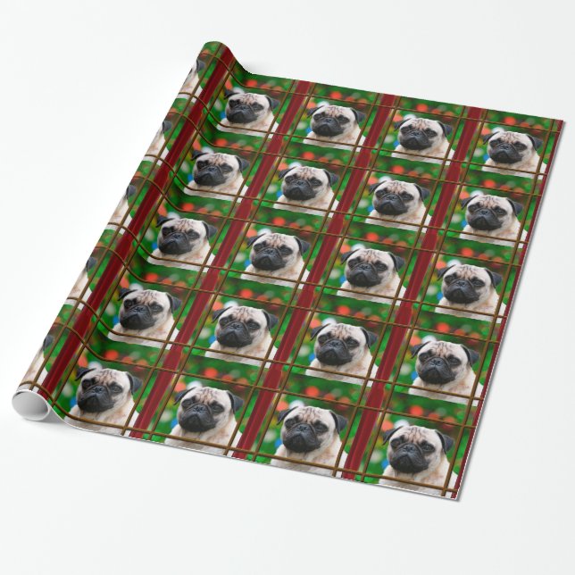 Mopsklockor för Santa Presentpapper (Utrullad)