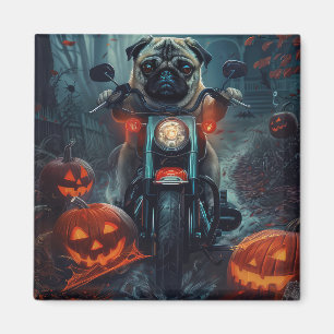 Mopskörande Motorcykel Halloween Skräckinjagande Magnet