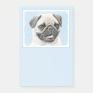 Mopsmålning - gullig original- hundkonst post-it block
