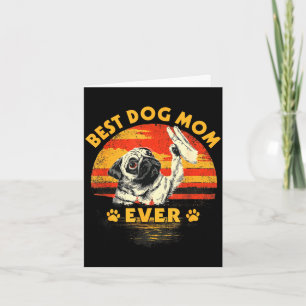 Mopsmamma retro solnedgång rolig hund mors dag kort