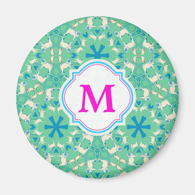 Mopsmodernt mönster magnet (Framsidan)
