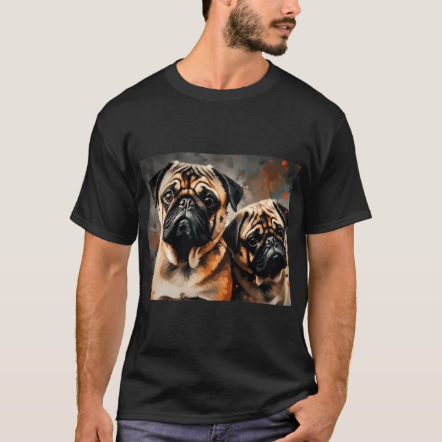 Mopsnötningsstund - Mopsar i kärlek Digital oljemå T Shirt (Framsida)