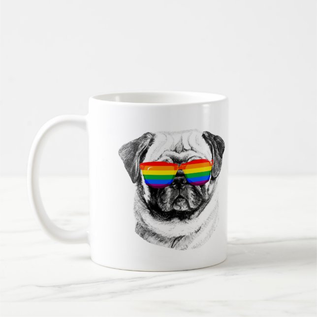 Mopspridesolglasögon Kaffemugg (Vänster)